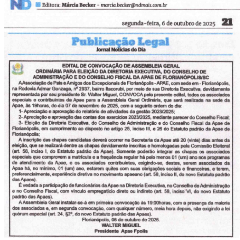 Edital de Convocação de Assembleia Geral Ordinária 
